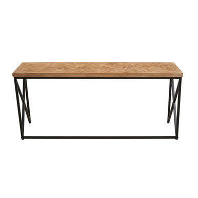 Natural Fir Wood Coffee Table with Black Metal Legs | Kickford