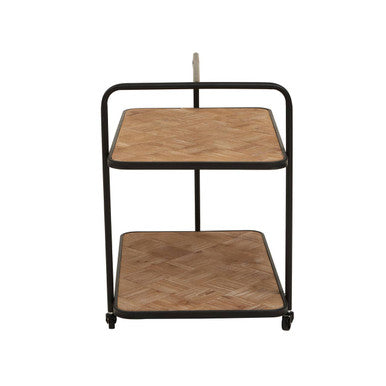 Natural 2 Tier Trolley with Parquet Pattern | Kickford