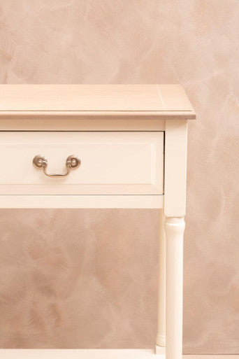 Natural Wooden Frame and White 2 Drawer Wooden Side Table with Lower Storage Shelf | Heritage