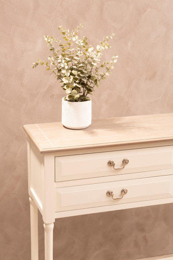 Natural Wooden Frame and White 4 Drawer Wooden Side Table with Lower Storage Shelf | Heritage