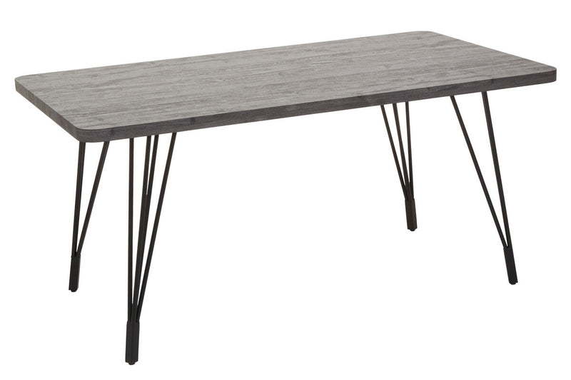 Dark Grey Veneer Wooden Dining Table with Black Slender Legs | Anube