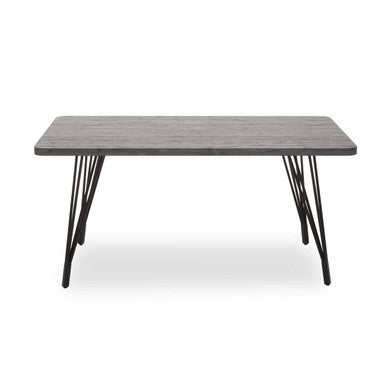 Dark Grey Veneer Wooden Dining Table with Black Slender Legs | Anube