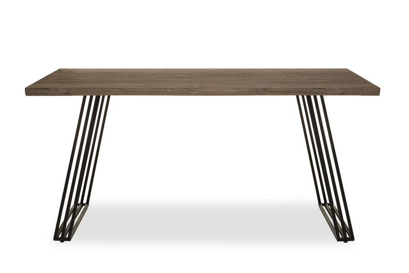 Brown Veneer Rectangular Dining Table with Metal Frame | Adele