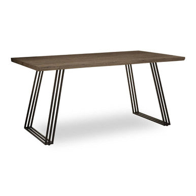 Brown Veneer Rectangular Dining Table with Metal Frame | Adele