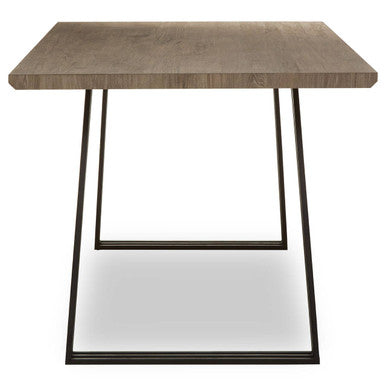 Brown Veneer Rectangular Dining Table with Metal Frame | Adele