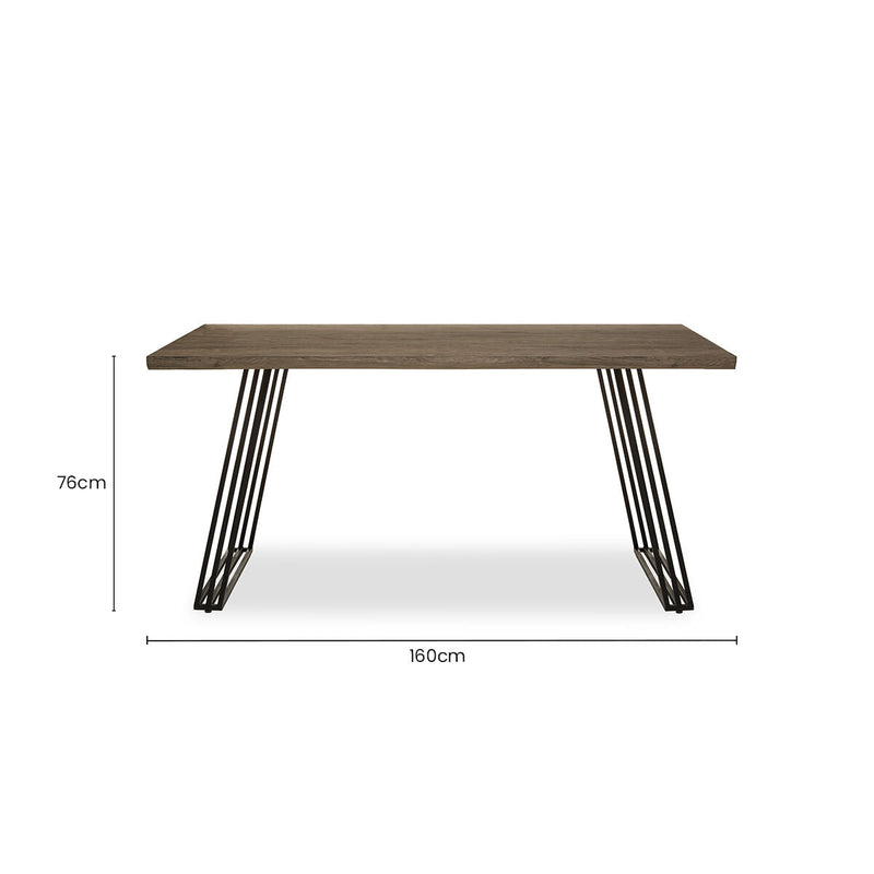 Brown Veneer Rectangular Dining Table with Metal Frame | Adele