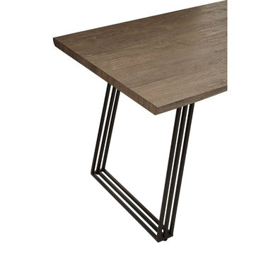 Brown Veneer Rectangular Dining Table with Metal Frame | Adele