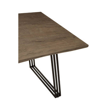 Brown Veneer Rectangular Dining Table with Metal Frame | Adele