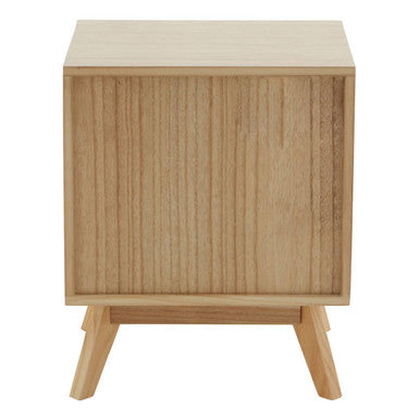 Grey and White Two-Drawer Bedside Table with Natural Wood Finish Frame, Watson
