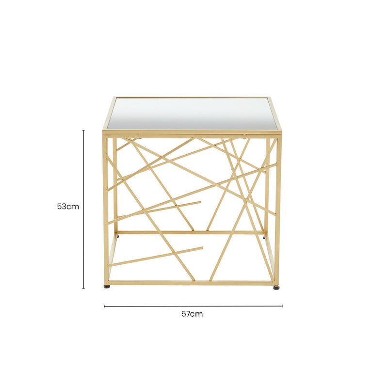 Gold Finish Metal Frame Side Table with Mirror Top | Farran