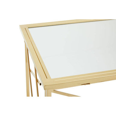 Gold Finish Metal Frame Console Table with Mirror Top | Farran