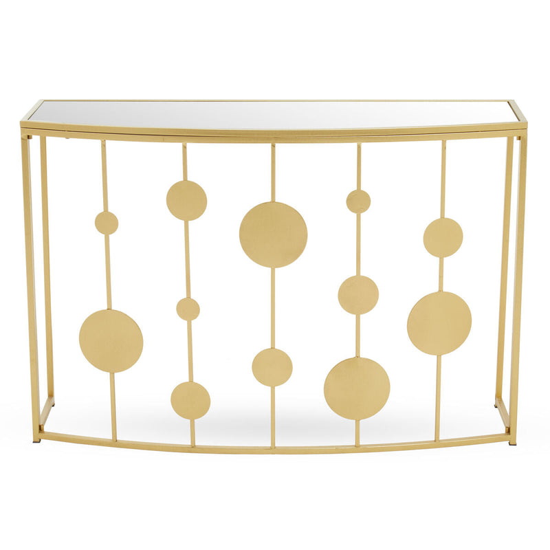 Champagne Gold Finish Metal Frame Console Table with Mirror Top | Farran