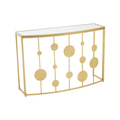 Champagne Gold Finish Metal Frame Console Table with Mirror Top | Farran