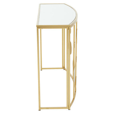 Champagne Gold Finish Metal Frame Console Table with Mirror Top | Farran