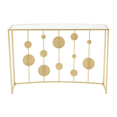 Champagne Gold Finish Metal Frame Console Table with Mirror Top | Farran