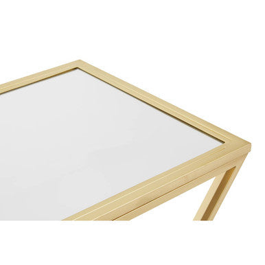 Gold Finish Metal Frame Rectangular Console Table with Glass Top | Farran