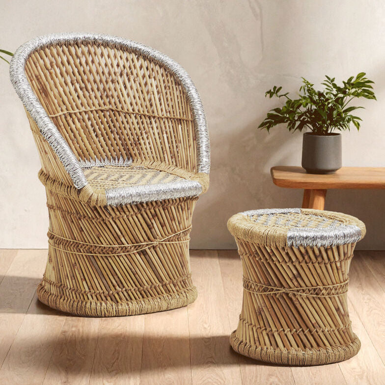 Natural and Grey Chair and Stool | Rowan