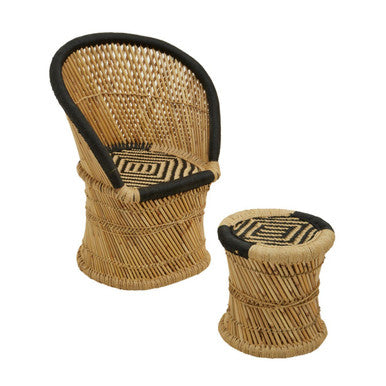Natural and Black Chair and Stool | Rowan