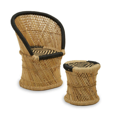 Natural and Black Chair and Stool | Rowan