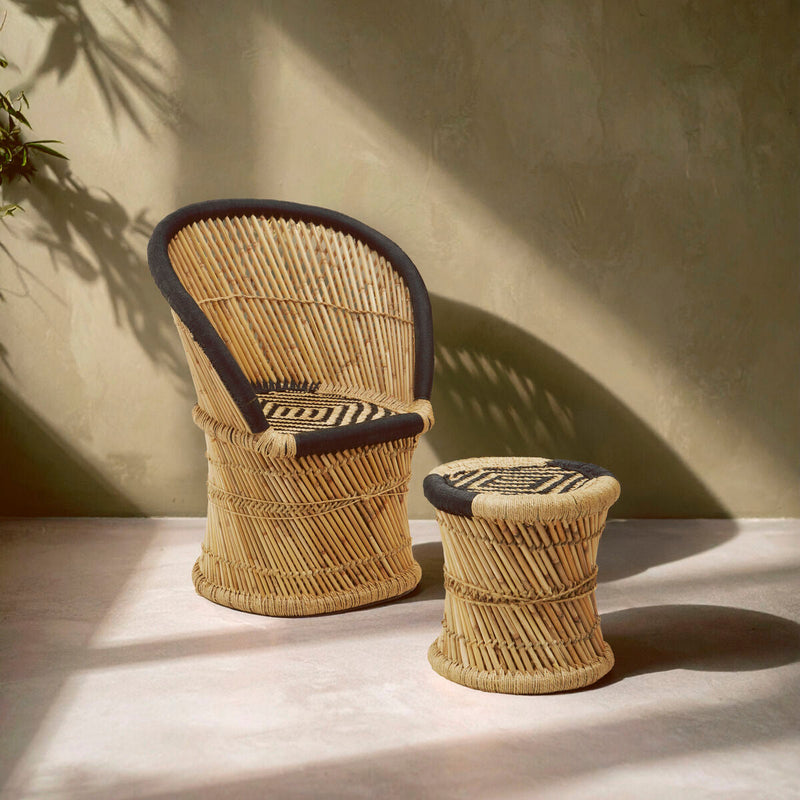 Natural and Black Chair and Stool | Rowan
