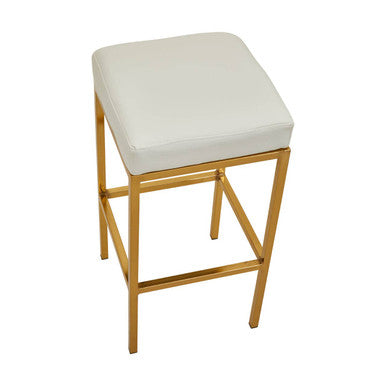 White and Gold Finish Bar Stool | Baina