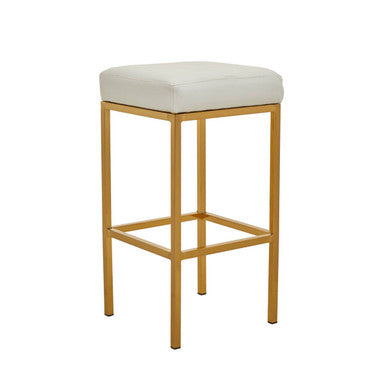 White and Gold Finish Bar Stool | Baina