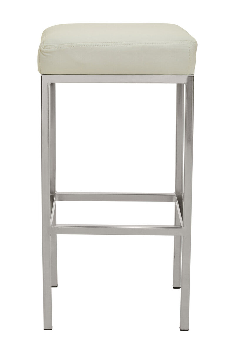 White and Chrome Finish Bar Stool | Baina