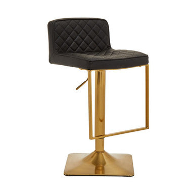 Black and Gold Bar Stool with Square Base | Baina