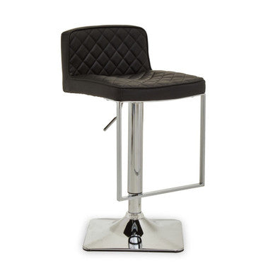 Black and Chrome Bar Stool with Square Base | Baina