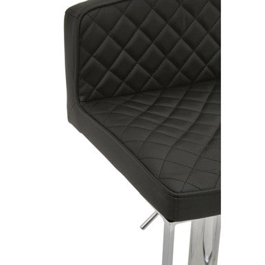 Black and Chrome Bar Stool with Square Base | Baina
