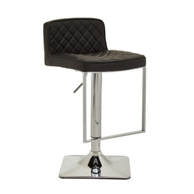 Black and Chrome Bar Stool with Square Base | Baina