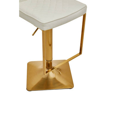 White and Gold Bar Stool with Square Base | Baina
