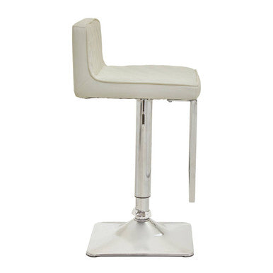 White and Chrome Bar Stool with Square Base | Baina