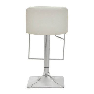 White and Chrome Bar Stool with Square Base | Baina