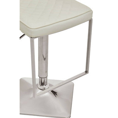 White and Chrome Bar Stool with Square Base | Baina