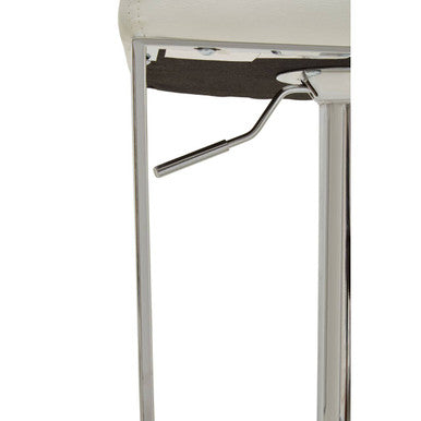 White and Chrome Bar Stool with Square Base | Baina