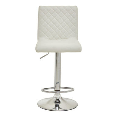 White and Chrome Bar Stool with Round Base | Baina