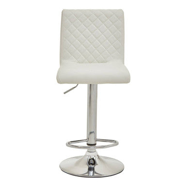 White and Chrome Bar Stool with Round Base | Baina