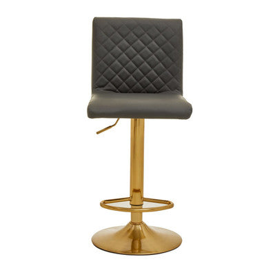 Dark Grey and Gold Bar Stool with Round Base | Baina
