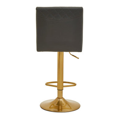 Dark Grey and Gold Bar Stool with Round Base | Baina