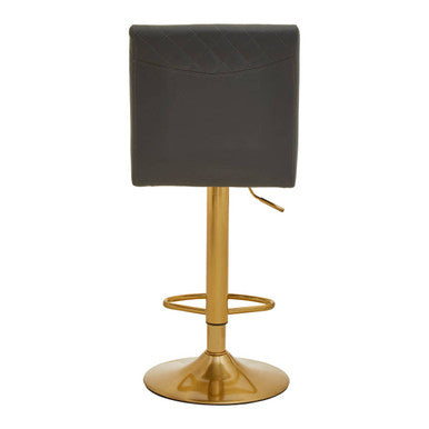 Dark Grey and Gold Bar Stool with Round Base | Baina
