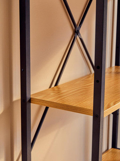 Light Oak Effect Desk with Shelves | Laxton