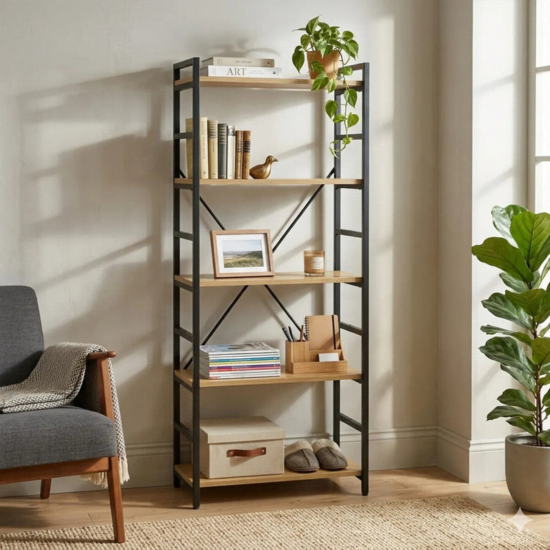 5 Tier Light Oak Effect Shelf Unit | Laxton