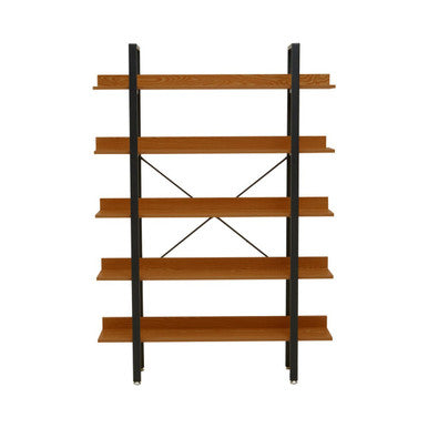 5 Tier Wood Finish Shelves and Black Frame Shelf Unit | Laxton