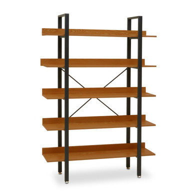 5 Tier Wood Finish Shelves and Black Frame Shelf Unit | Laxton