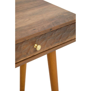 Brown Natural Wood Veneer Console Table with 2 Storage Drawers | Frida