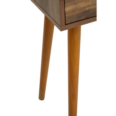 Brown Natural Wood Veneer Console Table with 2 Storage Drawers | Frida