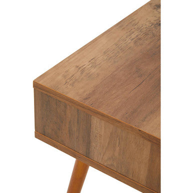 Natural Brown Wood Effect Bedside Table with 1 Drawer and Angular Legs | Frida