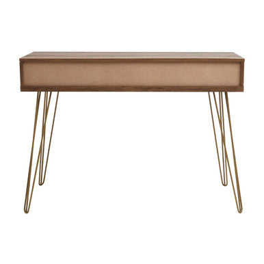 Wood Effect Console Table with 2 Storage Drawers and Hairpin Metal Legs | Flori