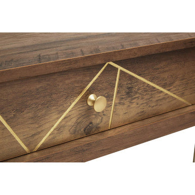 Wood Effect Console Table with 2 Storage Drawers and Hairpin Metal Legs | Flori